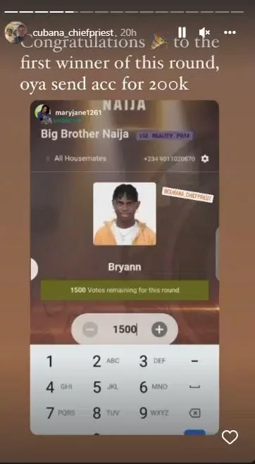 BBNaija: Cubana Chief Priest Gifts Lady N200K For Voting Bryann