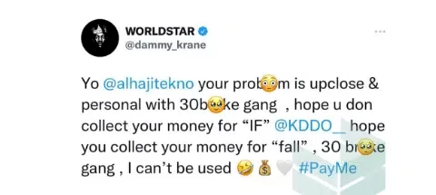 Tekno Knocks Dammy Krane For Calling Out Davido Over Unpaid Debt