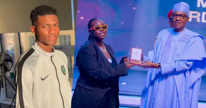 Orobo With Zero Sense - DSS DG's Son Slams Teni For Not Bowing To President Buhari While Receiving Her MON Award